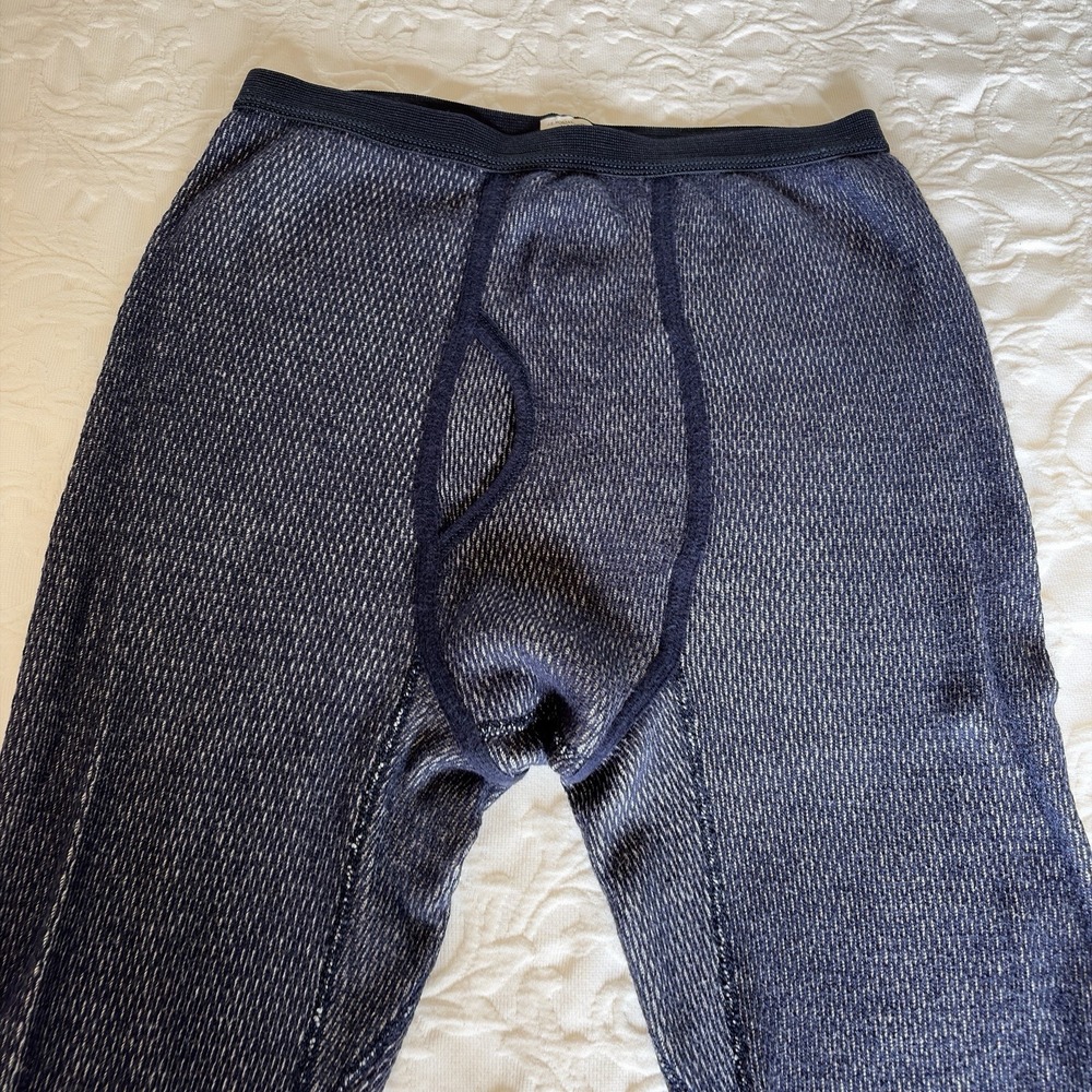 Vtg J.E. Morgan Thermal Long Johns Navy Pants Men M 34-36 USA Made Cotton Waffle